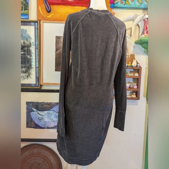 Athleta Velour Criss Cross Dress Charcoal Gray Size Small Sweatshirt Dress SZ Sm - Picture 4 of 12